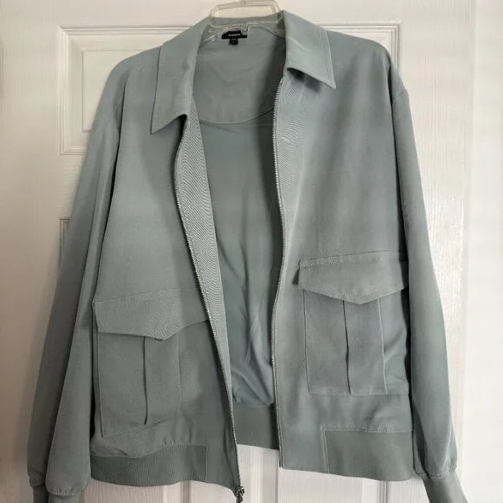 Express Oversized Utility Bomber Jacket - Mint - Women's